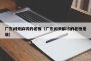广东闲来麻将的老板（广东闲来麻将的老板是谁）
