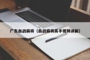 广东血战麻将（血战麻将高手视频讲解）
