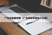广东白板麻将群（广东麻将白板有什么用）