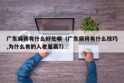 广东麻将有什么好处嘛（广东麻将有什么技巧,为什么有的人老是赢?）