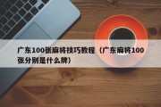 广东100张麻将技巧教程（广东麻将100张分别是什么牌）
