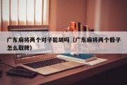 广东麻将两个对子能胡吗（广东麻将两个骰子怎么取牌）