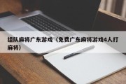 组队麻将广东游戏（免费广东麻将游戏4人打麻将）