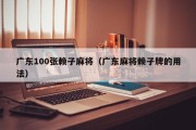 广东100张赖子麻将（广东麻将赖子牌的用法）